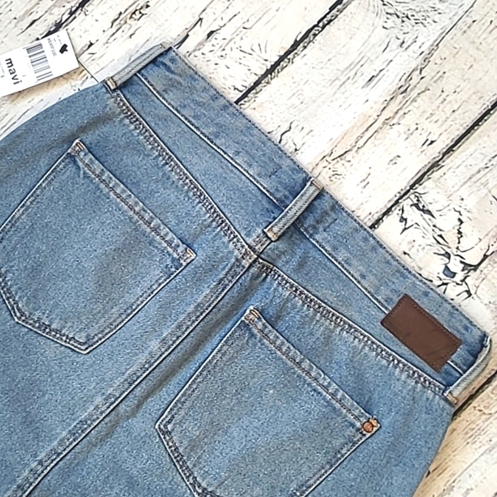 🆕️NWT Mavi Lindsay Raw Hem Light Wash Blue Denim Jean Skirt Womens Size Small - Picture 15 of 17
